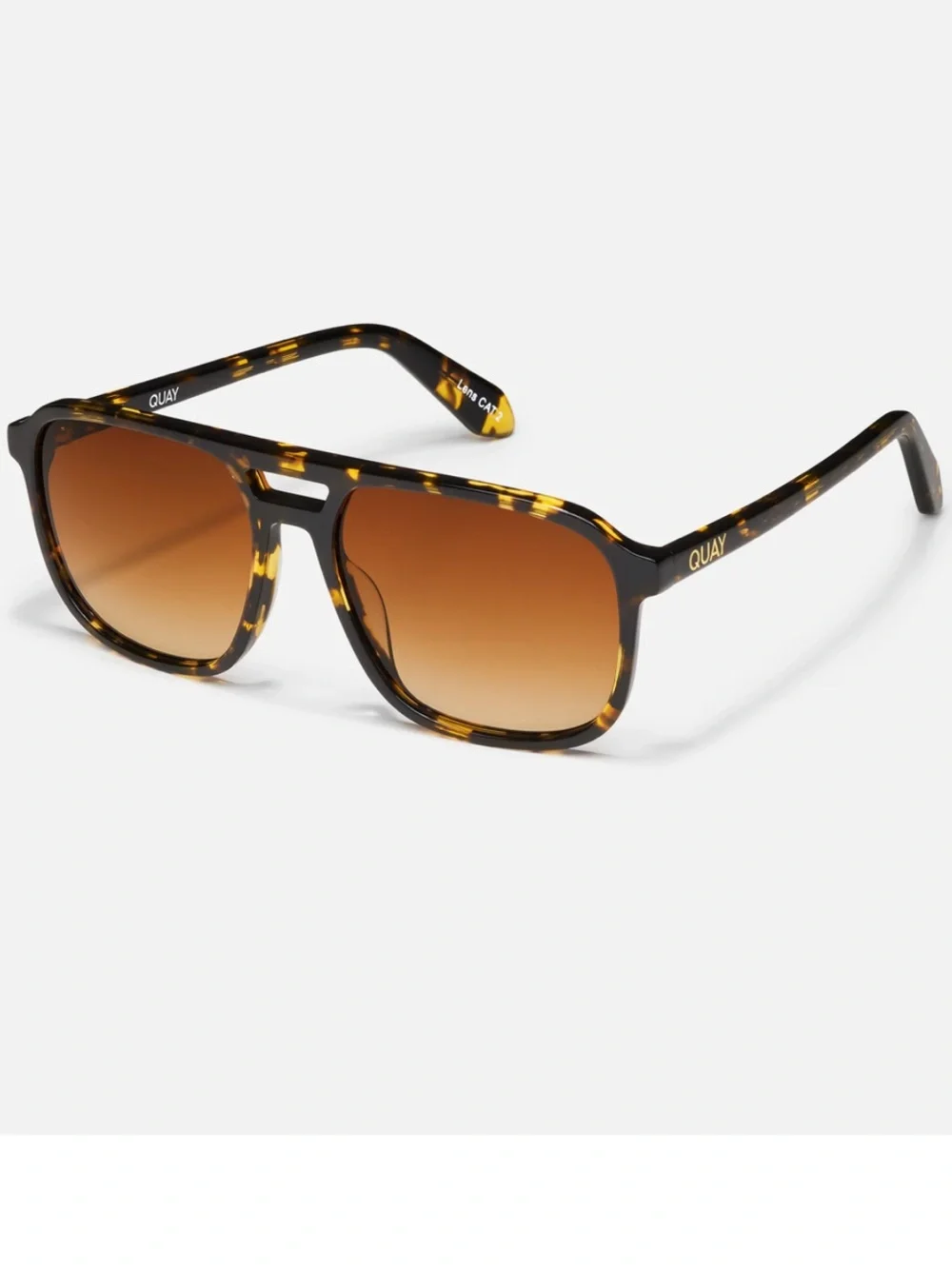 Quay On The Fly Shiny Yellow Tortoise Frame / Orange Lens Sunglasses NIB